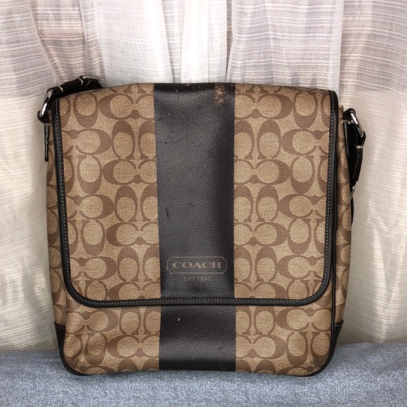 Coach Handbags - Coach Brown Heritage Stripe Crossbody (F70757)